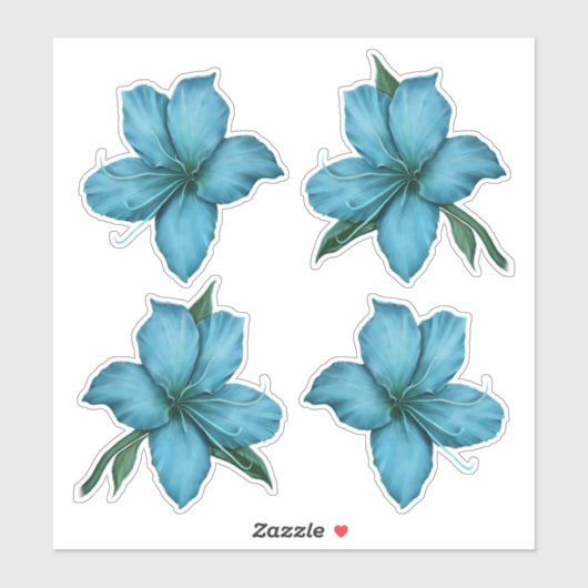 Geschilderde blauwe lelies sticker (Vel)