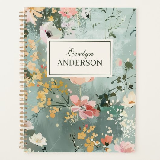 Geschilderde bloem gepersonaliseerd planner (Voorkant)