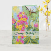 Geschilderde bloemblaadjes - Lantana kaart (Gele Bloem)