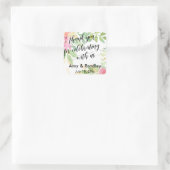 Geschilderde bloemen Bedankt voor het vieren met o Vierkante Sticker (Tas)