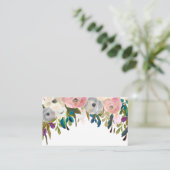 Geschilderde Bloemen Blank Trouwtafel Plaats Kaart Plaatskaartje (Staand voorkant)