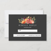 Geschilderde Bloemen Bruiloft Grijze Reactie RSVP (Voorkant)