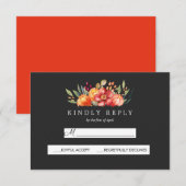 Geschilderde Bloemen Bruiloft Grijze Reactie RSVP (Voorkant / Achterkant)