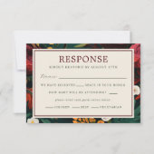 Geschilderde Bloemen Donker Bourgogne Groen Blauwg RSVP Kaartje (Voorkant)