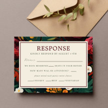 Geschilderde Bloemen Donker Bourgogne Groen Blauwg