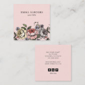 Geschilderde Bloemen Floral Botanical Vierkante Visitekaartje (Voorkant / Achterkant)