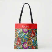  geschilderde bloemen, gepersonaliseerd tote bag (Voorkant)
