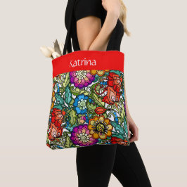  geschilderde bloemen, gepersonaliseerd tote bag