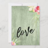 Geschilderde Bloemen Groen Hout Casual Trouwscript Kaart (Achterkant)