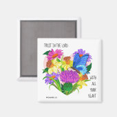 Geschilderde bloemen in het hart Verse van Proverb Magneet (Voorkant / Achterkant)