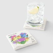 Geschilderde bloemen in het hart Verse van Proverb Stenen Onderzetter (Zijkant)