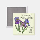 Geschilderde bloemen (Iris) met vers van Romeinen Magneet (Voorkant / Achterkant)