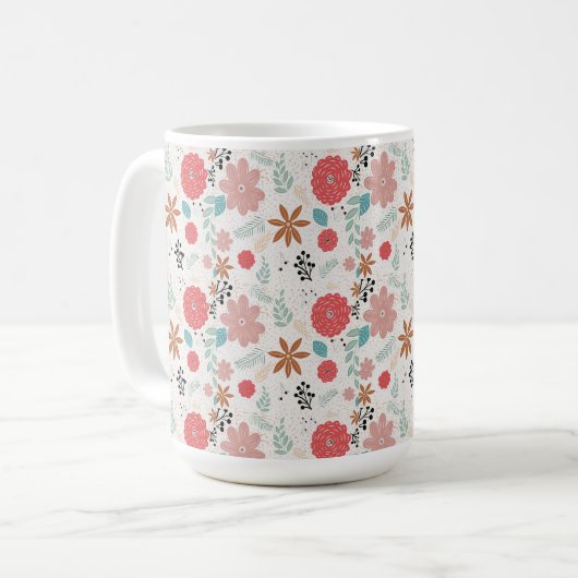 Geschilderde bloemen koffiemok (Voorkant links)