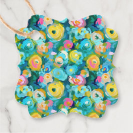 Geschilderde Bloemen Kunst Kleurrijke Zomer Bloeme Bedankjes Labels