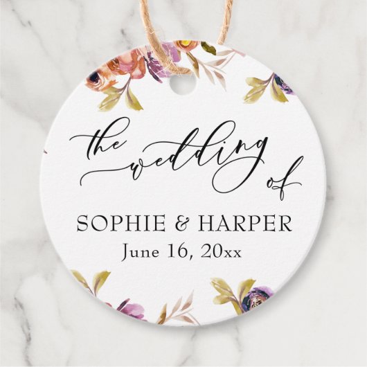 Geschilderde bloemen Luxe kalligrafie De bruiloft  Bedankjes Labels (Voorkant)