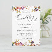 Geschilderde bloemen Luxe kalligrafie De bruiloft  Kaart (Staand voorkant)