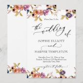 Geschilderde bloemen Luxe kalligrafie De bruiloft  Kaart (Voorkant / Achterkant)