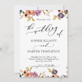 Geschilderde bloemen Luxe kalligrafie De bruiloft Kaart