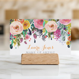 Geschilderde Bloemen Make-up Artist Afspraakkaarte Afsprakenkaartje