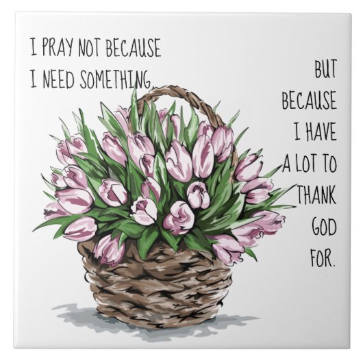 Geschilderde bloemen, met Bedankt van Prayerful Tegeltje (Voorkant)