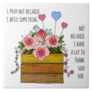 Geschilderde bloemen, met Bedankt van Prayerful Tegeltje