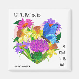 Geschilderde bloemen, met vers van 1 Corinthians 1 Magneet