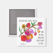 Geschilderde bloemen, met vers van Proverbs 3:6 Magneet (Voorkant / Achterkant)