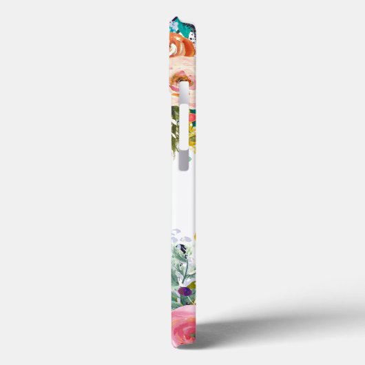 Geschilderde Bloemen Monogram Apple iPhone Case (Achterkant / Links)