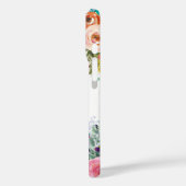 Geschilderde Bloemen Monogram Apple iPhone Case (Achterkant / Links)