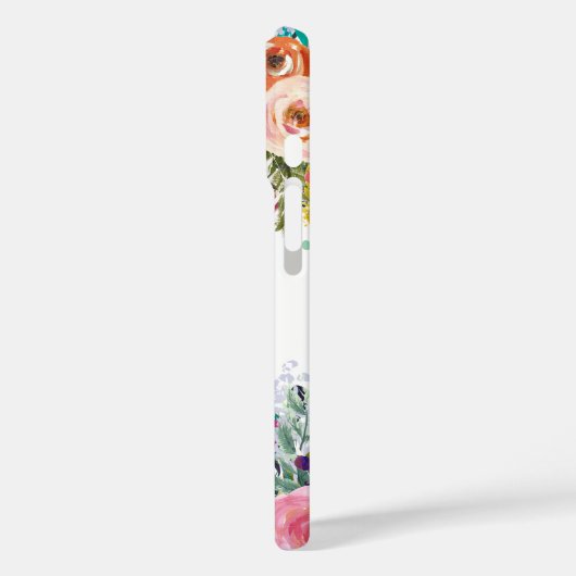 Geschilderde Bloemen Monogram Apple iPhone Case (Achterkant / Links)