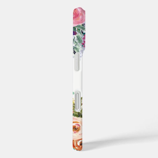 Geschilderde Bloemen Monogram Apple iPhone Case (Achterkant / Rechts)