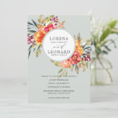 Geschilderde bloemen monogram krans bruiloft licht kaart (Staand voorkant)