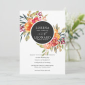 Geschilderde bloemen monogram met sinaasappel voor kaart (Staand voorkant)