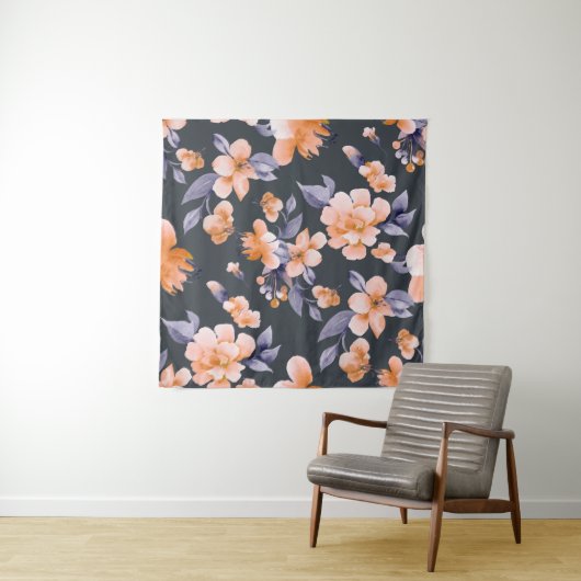 Geschilderde Bloemen Naadloos Achtergrond Wandkleed (In Situ (horizontaal))