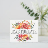Geschilderde bloemen Oranje Trouwdag save the date Aankondigingskaart (Staand voorkant)