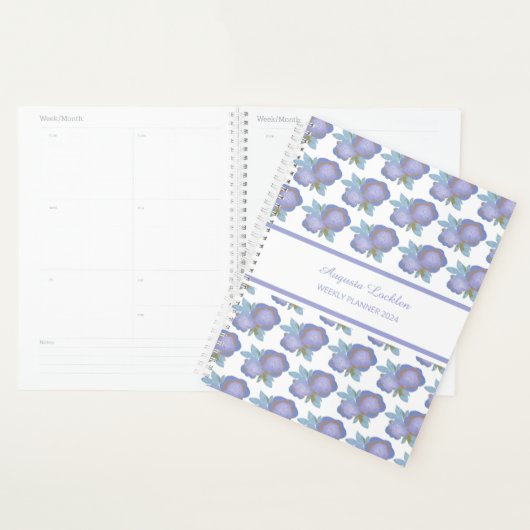 Geschilderde Bloemen Paarse Patroon Weekplanner Planner (Display)