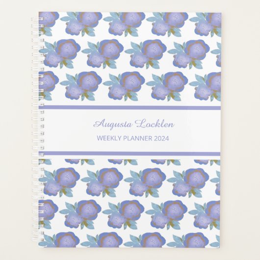 Geschilderde Bloemen Paarse Patroon Weekplanner Planner (Voorkant)