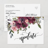 Geschilderde bloemen uitgesteld bruiloft update be briefkaart (Voorkant / Achterkant)