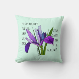 Geschilderde bloemen, vers van psalm 118:24 kussen