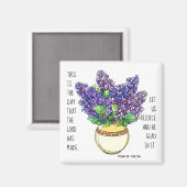 Geschilderde bloemen, vers van psalm 118:24 magneet (Voorkant / Achterkant)