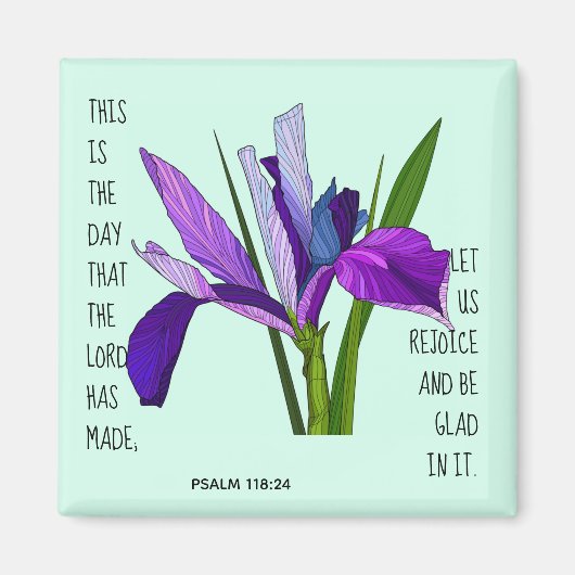 Geschilderde bloemen, vers van psalm 118:24 magneet (Voorkant)