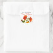 Geschilderde bloemenboekenplaat uit de bibliotheek vierkante sticker (Tas)