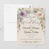 Geschilderde bloemenbruiloft uitnodiging (Voorkant / Achterkant)