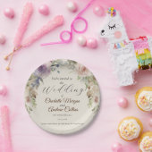 Geschilderde bloemenbruiloft uitnodiging papieren bordje (Feest)