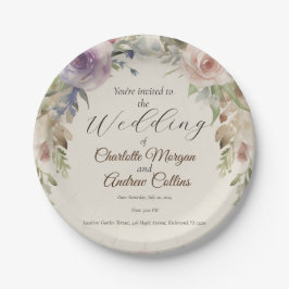 Geschilderde bloemenbruiloft uitnodiging papieren bordje