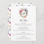 Geschilderde bloemenkalligrafie Monogram Crest Ele Menu (Voorkant / Achterkant)