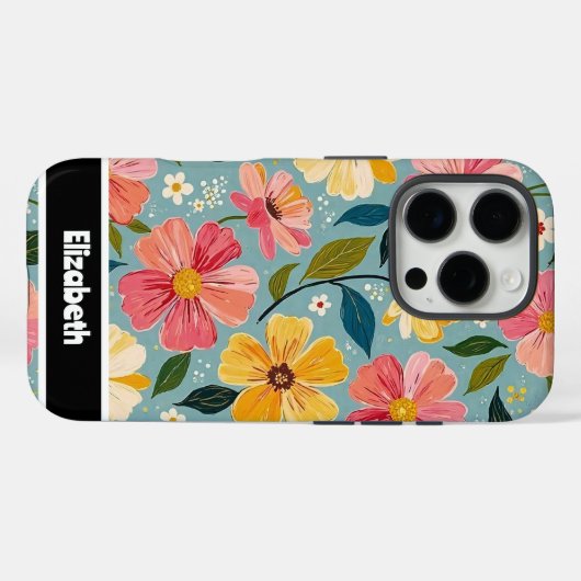  geschilderde bloementelefoon Hoesje (Achterkant (horizontaal))