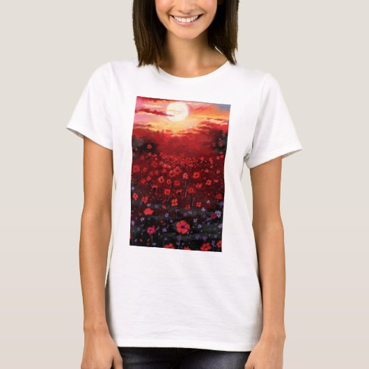 geschilderde bloementuin t-shirt (Voorkant)