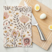 Geschilderde bloemschildering in volkskunststijl theedoek (Quarter Fold)