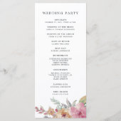 Geschilderde Blooms Huwelijksceremonie Programma Programmakaart (Achterkant)